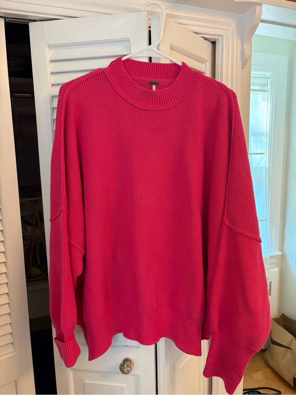 Free People Easy Street Tunic Sweater Strawberry Spritz Pink Size Medium - Picture 3 of 6
